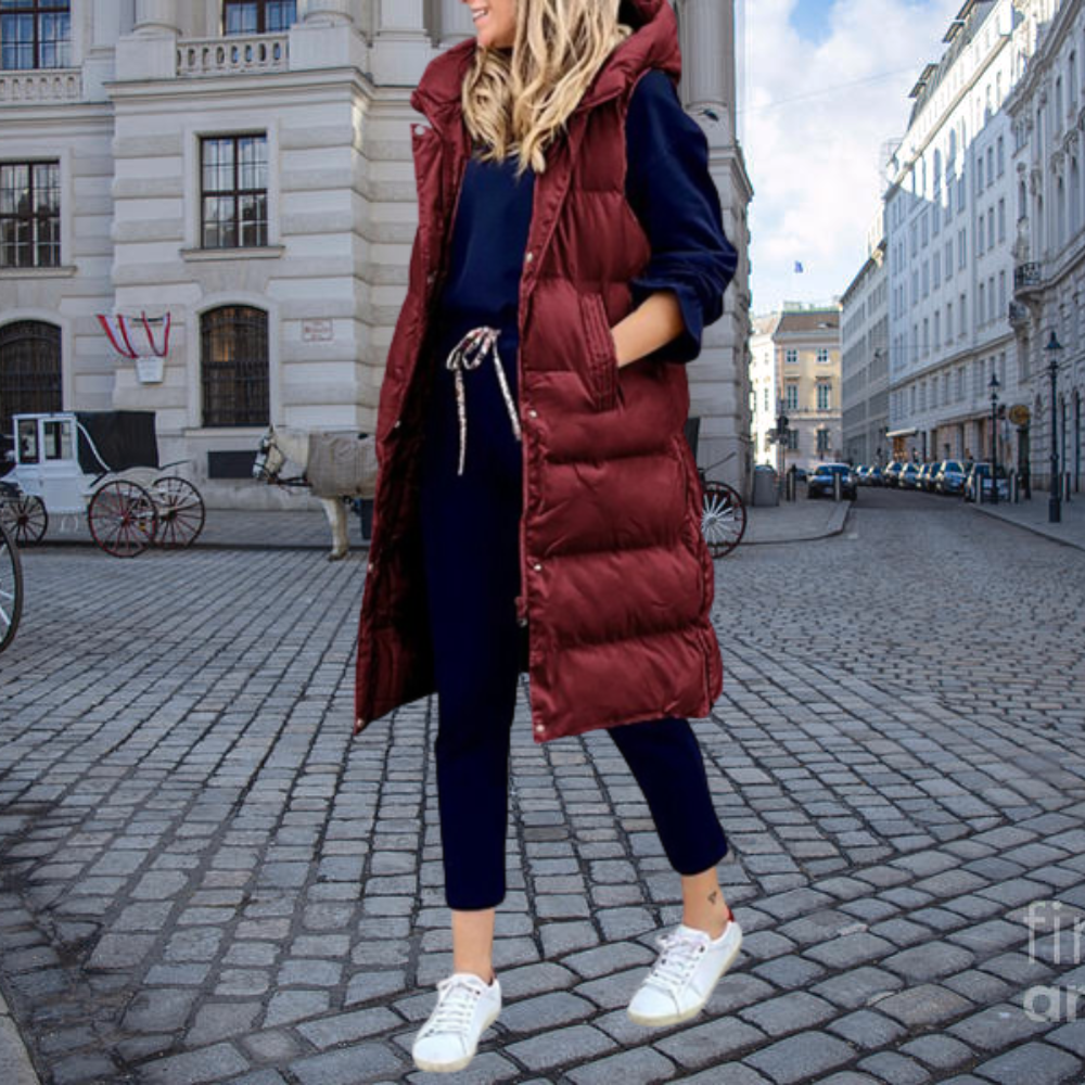 Lune London | Longer Padded Gilet with Hood and Pockets