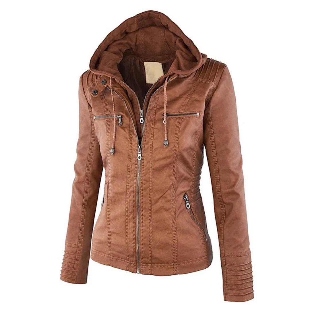 Lune London | Elegant Leather Women's Jacket with Hood