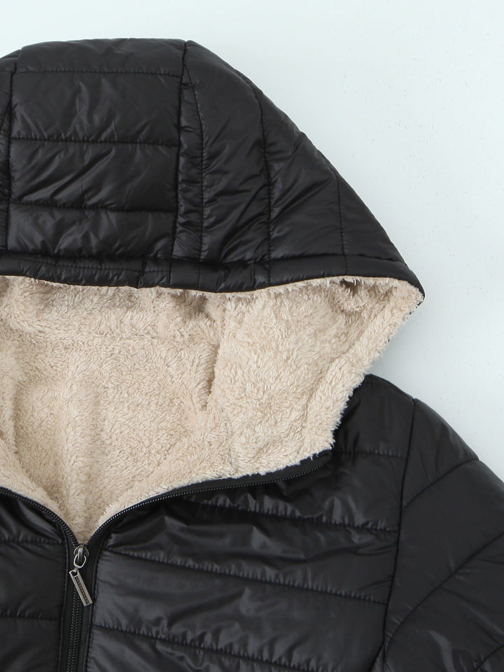 Lune London | Women's Padded Hooded Jacket in Solid Color Design