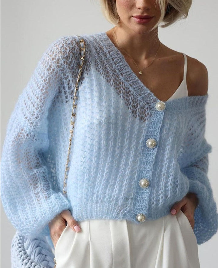 Lune London | Light Blue Cardigan with Pearl Buttons