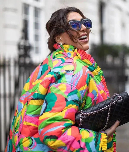 Lune London | Veste à puffer stylée pour femmes en design patchwork