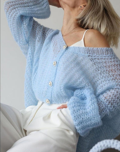 Lune London | Light Blue Cardigan with Pearl Buttons