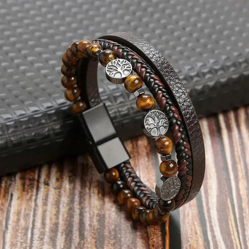 Lune London | Leather Bracelet in Antique Style with Metal Clasp