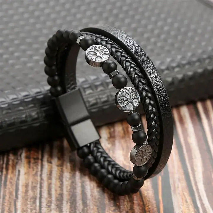 Lune London | Leather Bracelet in Antique Style with Metal Clasp