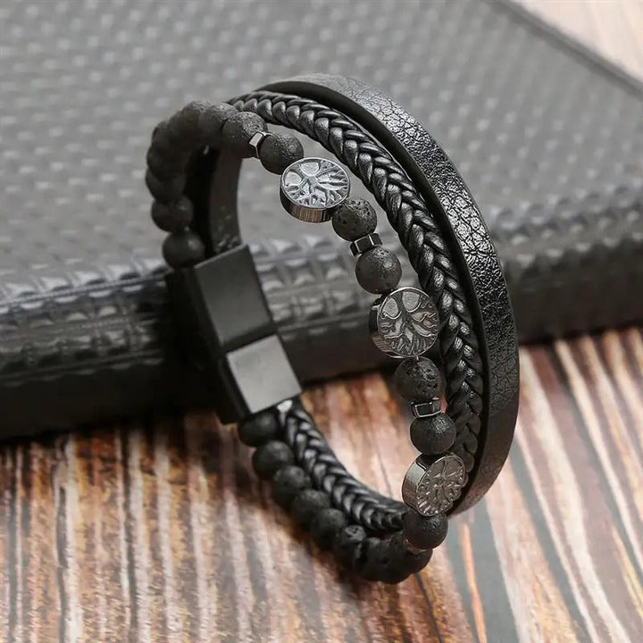 Lune London | Leather Bracelet in Antique Style with Metal Clasp