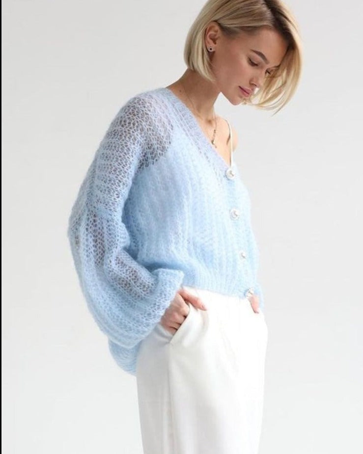 Lune London | Light Blue Cardigan with Pearl Buttons