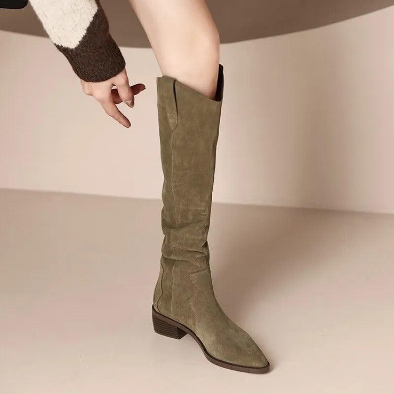 Lune London - Vintage Suede Boots with Ruffles