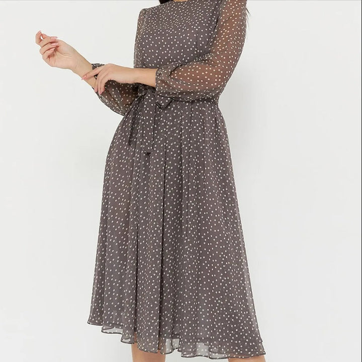 Lune London | Stylish midi dress made of mesh with polka dot pattern