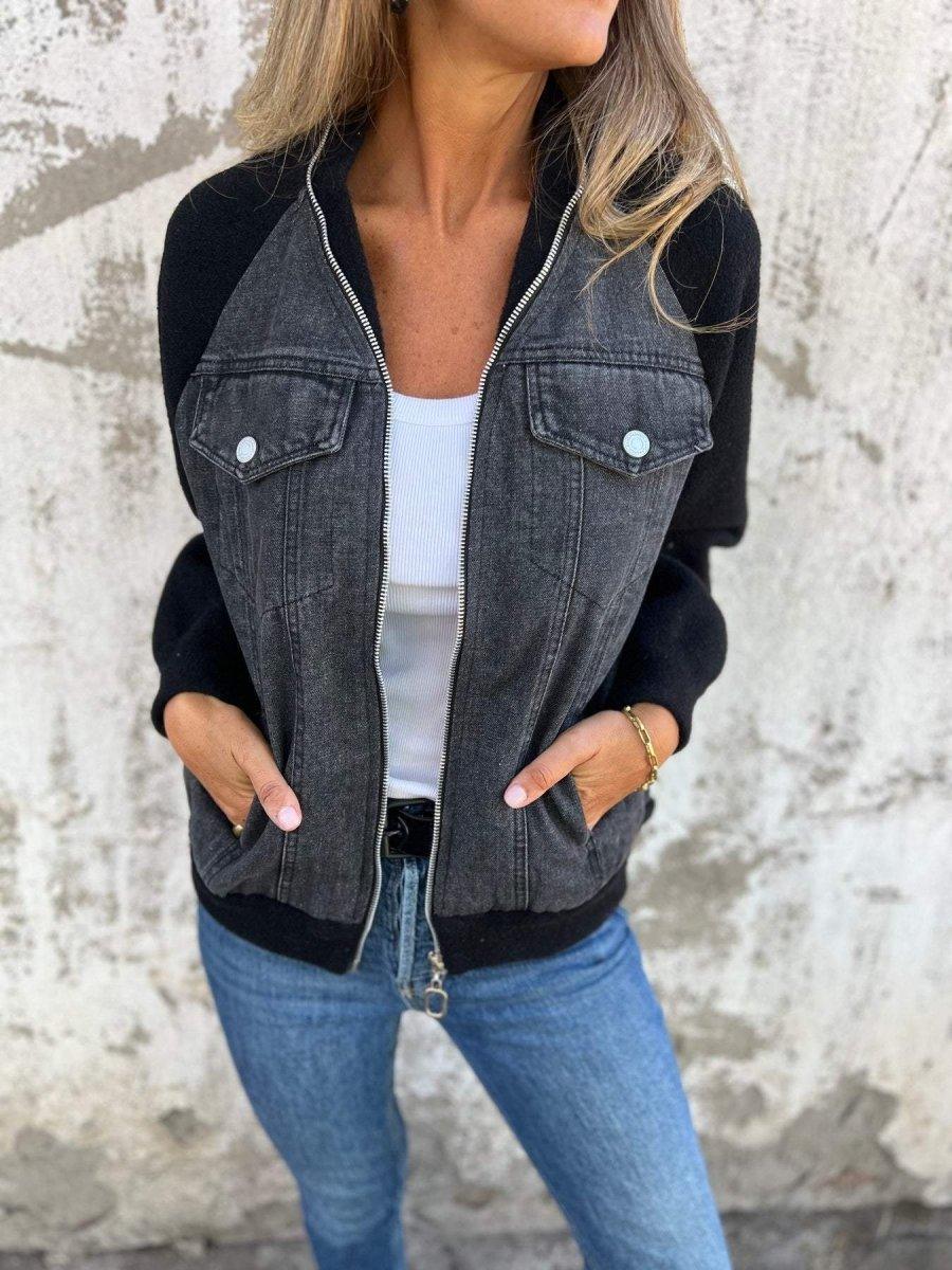 Lune London | Modern jacket with zipper and denim front