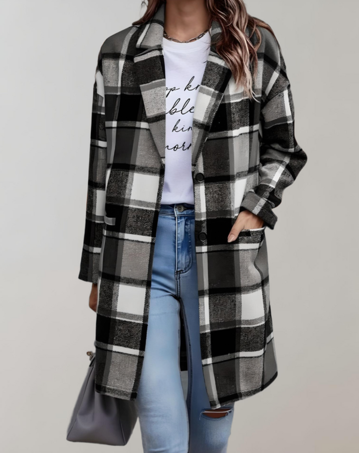 Lune London | Veste à carreaux pour femmes avec poches latérales