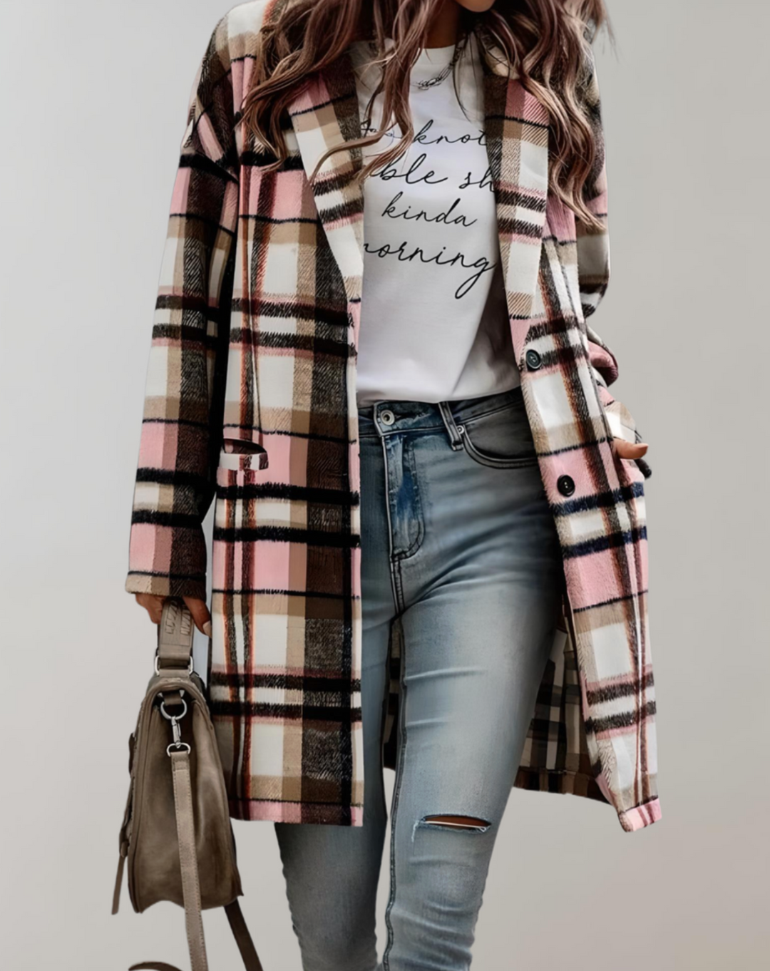 Lune London | Veste à carreaux pour femmes avec poches latérales