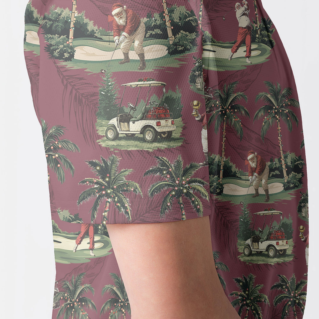 Lune London | Men Maroon Santa Golf Playing Polo Christmas Shirts