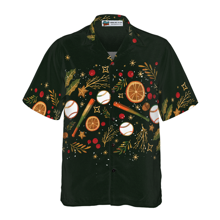 Lune London | Hyperfavor Christmas Hawaiian Shirts for Men and Women, Christmas Baseball Pattern Hawaiian Shirt with Buttons and Short Sleeves