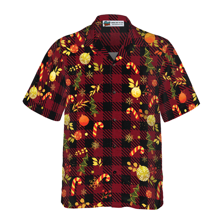 Lune London | Hyperfavor Christmas Hawaiian Shirts, Merry Christmas Red Checkered Short Sleeve T-Shirt, Christmas T-Shirt Gift Idea for Men and Women