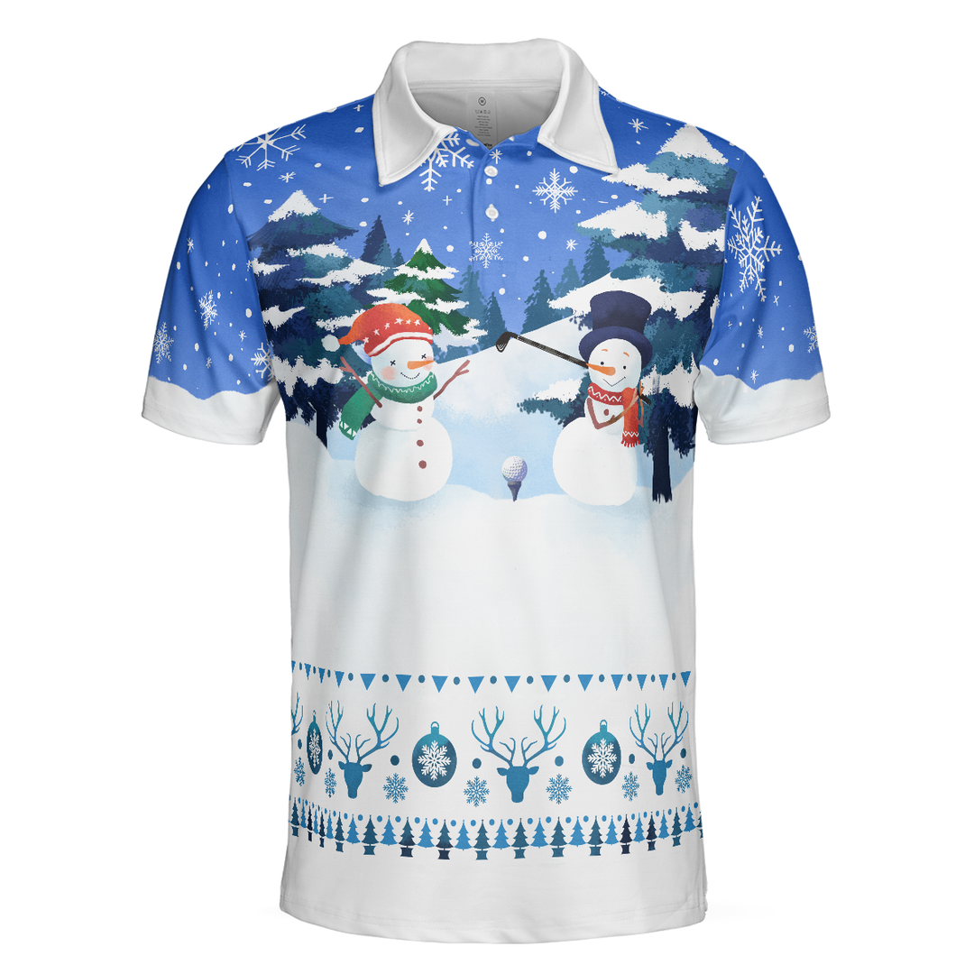 Lune London | Christmas Golf Polos - Short Sleeve Men's Golf Polos - Funny T-Shirt with Snowman Print Dry Fit - Christmas Gift Idea for Men