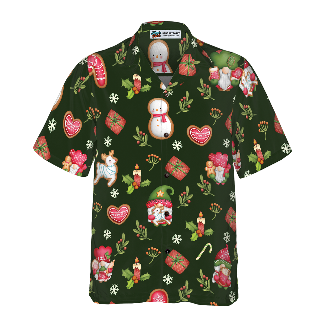 Lune London | Hyperfavorite Christmas Hawaiian Shirts for Men and Women, Gnome Merry Christmas Button-Up Hawaiian Shirt Short Sleeves