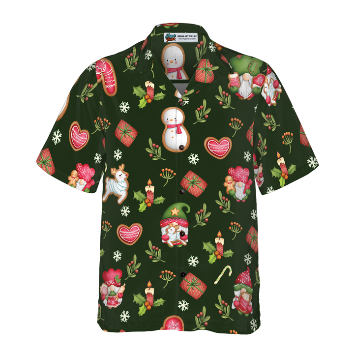 Lune London | Hyperfavorite Christmas Hawaiian Shirts for Men and Women, Gnome Merry Christmas Button-Up Hawaiian Shirt Short Sleeves