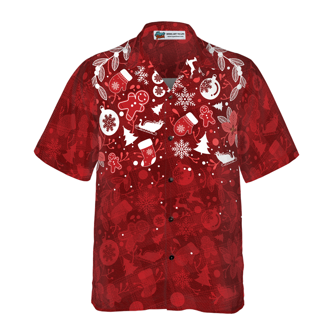 Lune London | Christmas Hyperfavor Hawaiian Shirts for Men and Women, Men's Gingerbread Christmas Short Sleeve Hawaiian Shirt with Button Placket