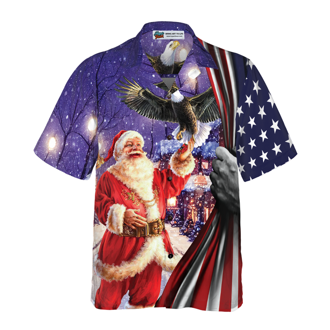 Lune London | Hawaiian Hyperfavorite Christmas T-shirts, Santa T-shirt with eagle short sleeves, Christmas T-shirt gift idea for men and women