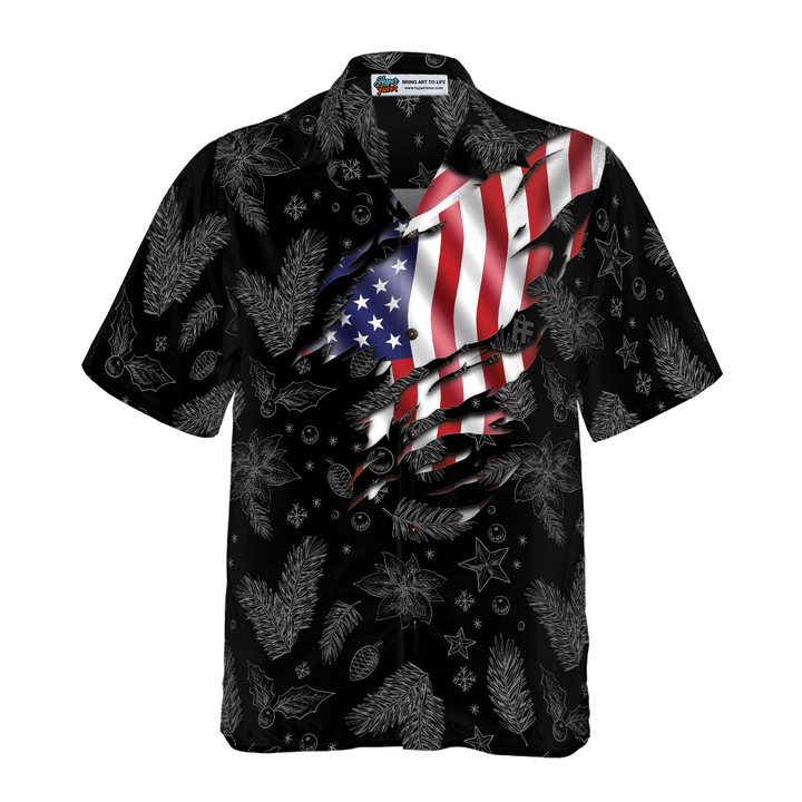 Lune London | Hyperfavor Christmas Hawaiian Shirts, Short Sleeve Christmas American Flag Pattern Shirt, Christmas Shirt Gift Idea for Men and Women