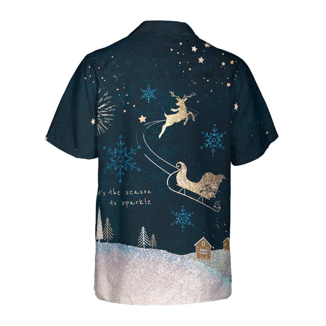 Lune London | Hyperfavor Christmas Hawaiian Shirts, short sleeve dark snow reindeer shirt, Christmas gift idea for men and women