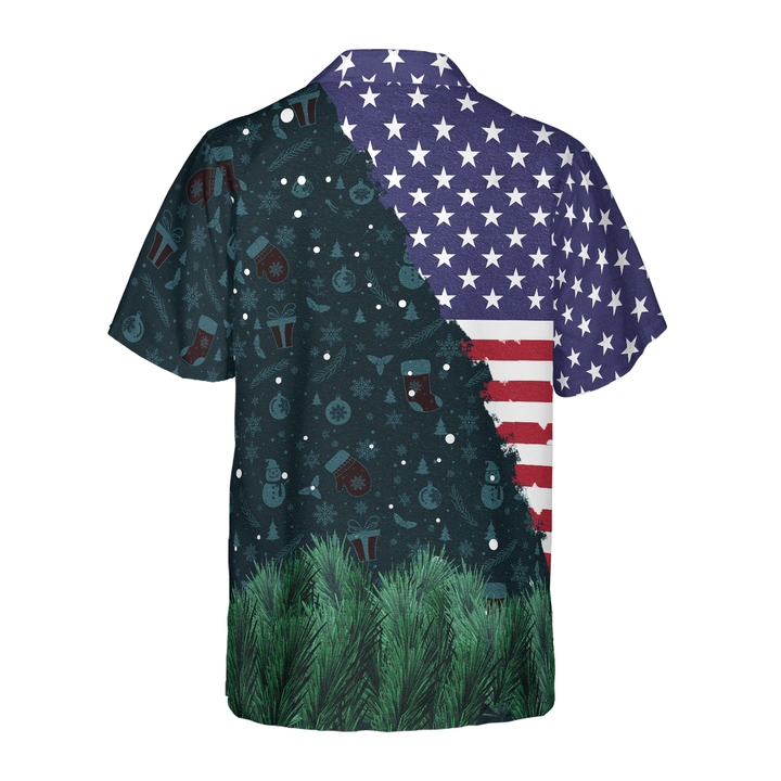 Lune London | Hyperfavor Christmas Hawaiian Shirts, Santa USA Flag Pattern Short Sleeve Shirt, Christmas Gift Idea For Men and Women