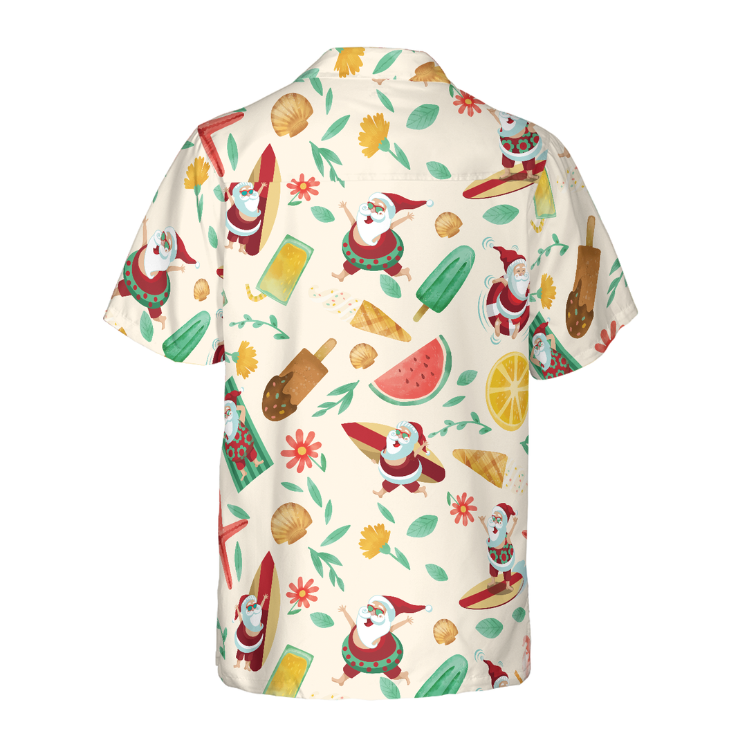 Lune London | Hyperfavor Santa Surfing 1 Pattern Hawaiian Shirt, Christmas Short Sleeve Button-Up Shirt For Men And Women