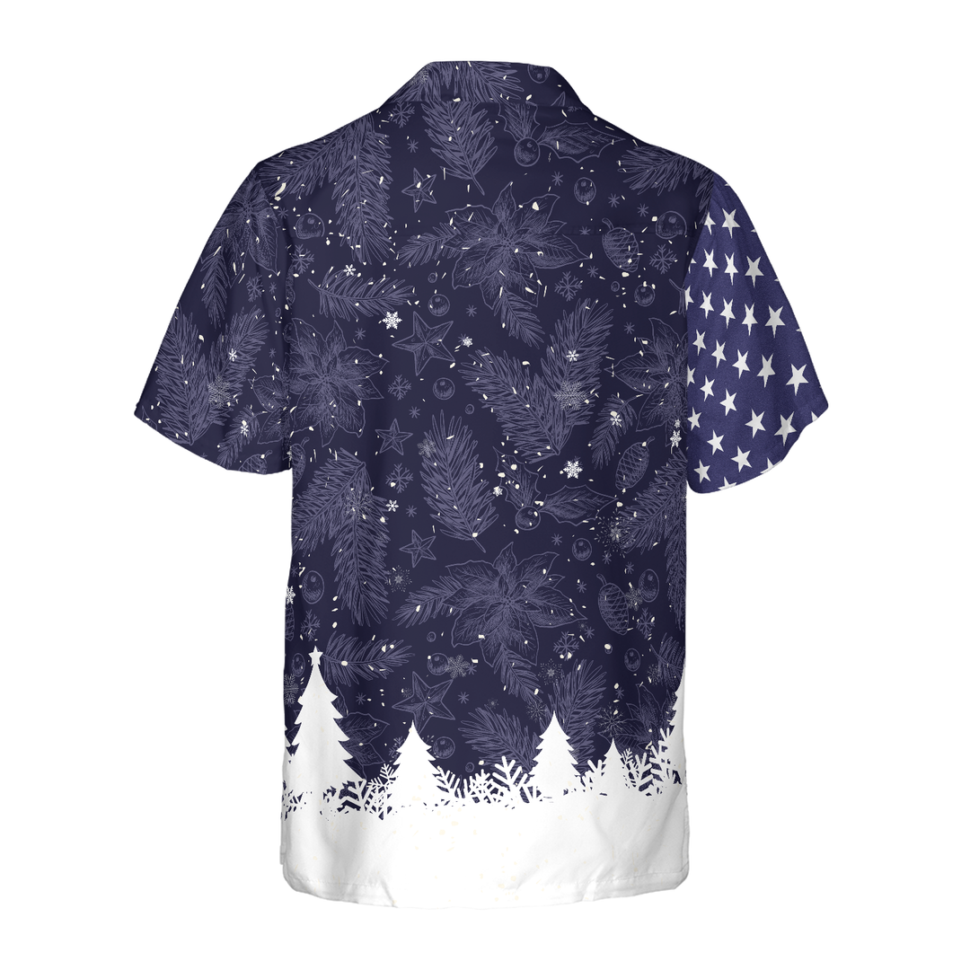 Lune London | Christmas Hyperfavor Hawaiian Shirts, Short Sleeve USA Flag Print Merry Christmas T-Shirt, Christmas Gift Shirt Idea for Men and Women
