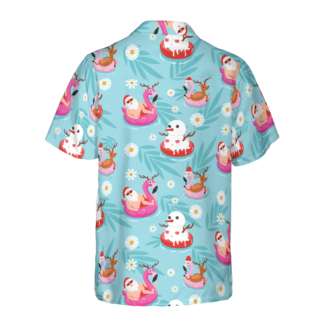 Lune London | Hyperfavor Chemises hawaïennes de Noël, chemise à motifs de plage d'été de Santa à manches courtes, idée de cadeau de chemises de Noël pour hommes et femmes