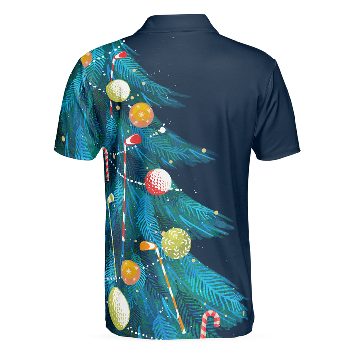 Lune London | Christmas Golf Polos - Short Sleeve Men's Golf Polos - Christmas Tree Pattern Dry Fit Shirt - Christmas Gift Idea for Men