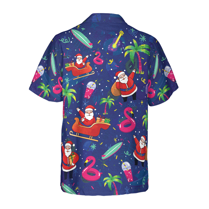Lune London | Hyperfavor Christmas Hawaiian Shirts, Tropical T-Shirt with Christmas Flamingo Pattern, Christmas Shirt Gift Idea for Men and Women