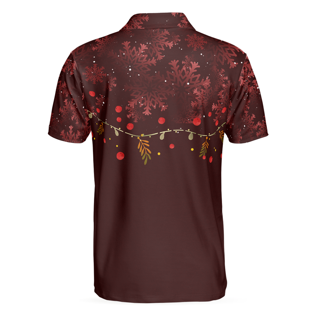 Lune London | Christmas Golf Polo - Short Sleeve Men's Golf Polo - Red Christmas Pattern Dry Fit Shirt - Christmas Shirt Gift Idea for Men