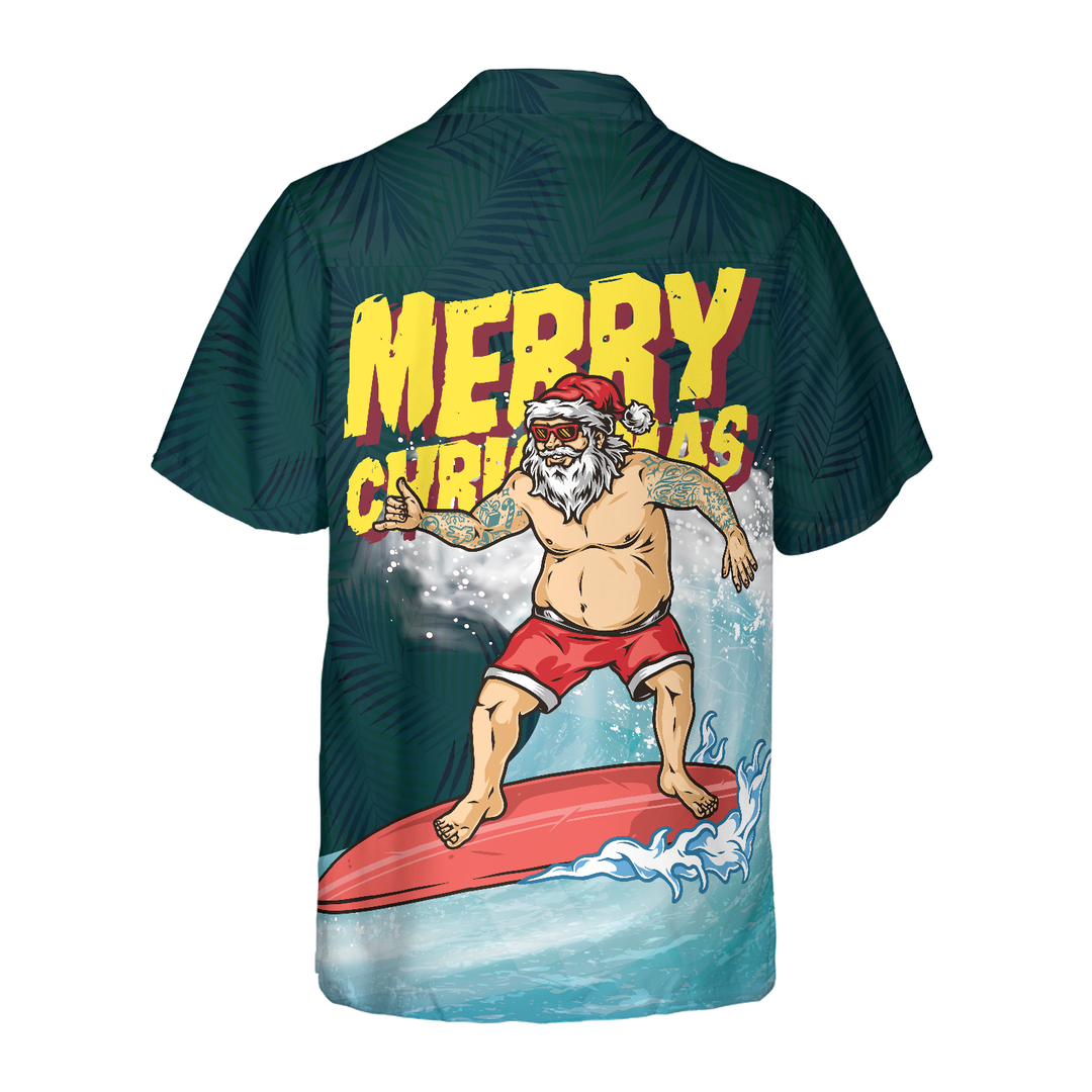 Lune London | Christmas Hawaiian Shirts Hyperfavor, Merry Santa Surf Short Sleeve Christmas T-Shirt, Christmas Shirt Gift Idea for Men and Women