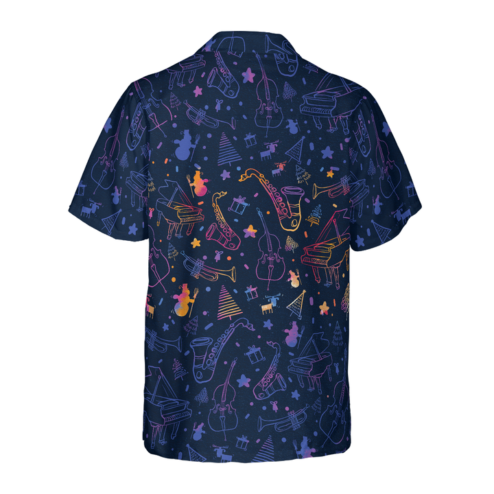 Lune London | Hyperfavor Christmas Hawaiian shirts, Christmas music instrument patterned short sleeve shirts, Christmas shirt gift idea for men and women