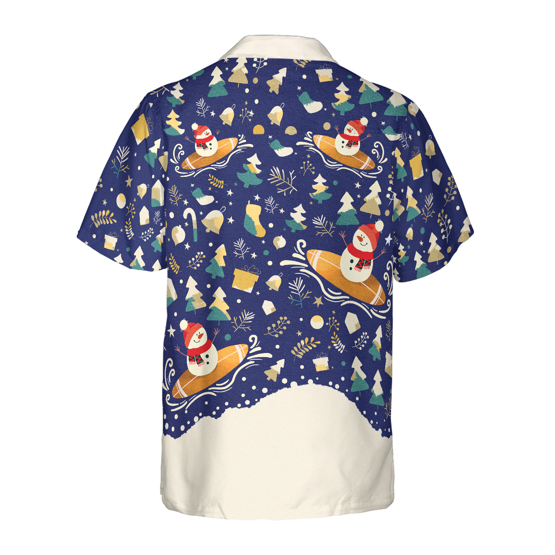 Lune London | Hyperfavor Christmas Snowman Surf Hawaiian Shirt, Short Sleeve Christmas Shirts Button Up for Men and Women