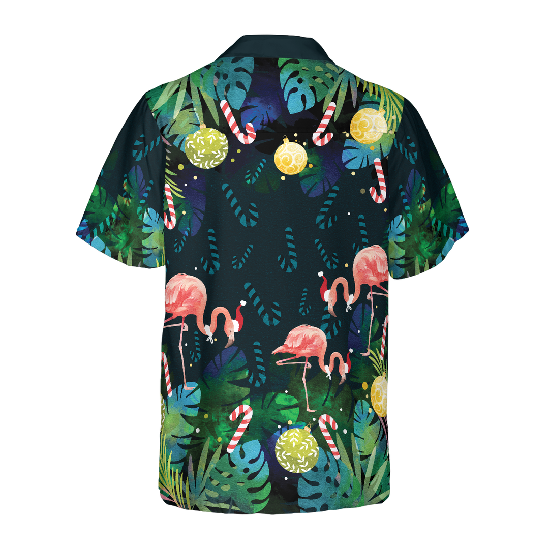 Lune London | Chemises hawaïennes Hyperfavor de Noël pour hommes et femmes, Chemise hawaïenne tropicale flamant rose de Noël à manches courtes avec boutonnière