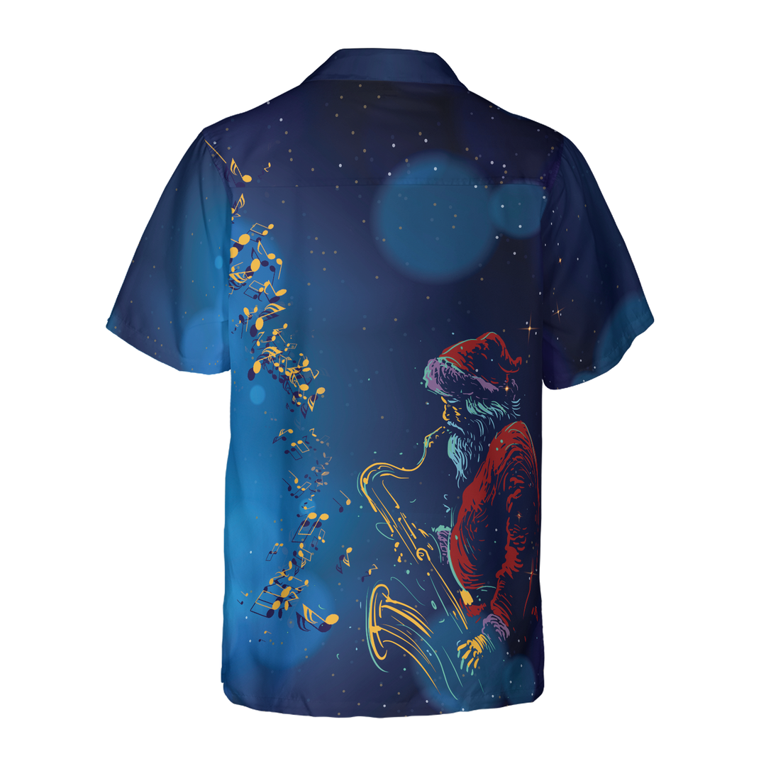 Lune London | Hyperfavor Christmas Hawaiian Shirts, Santa Claus Playing Saxophone Short Sleeve T-shirt, Christmas Gift Idea for Men and Women