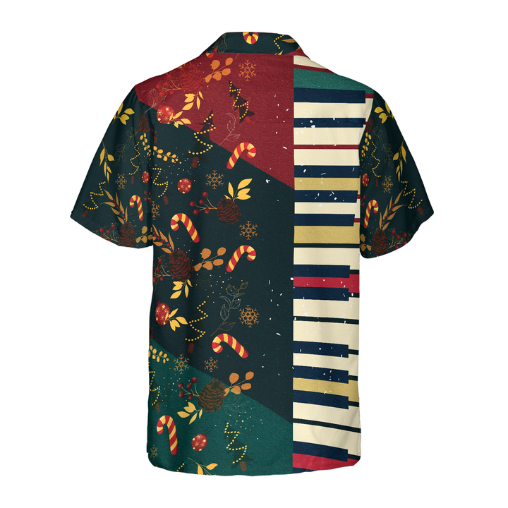 Lune London | Hyperfavor Christmas pattern with piano Hawaiian shirt, short sleeve Christmas shirts button-up for men and women