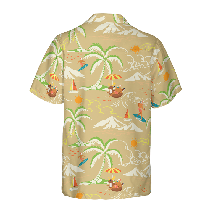 Lune London | Hyperfavor Christmas Hawaiian Shirts, Santa Beach Summer Pattern 4 Short Sleeve Shirt, Christmas Gift Idea for Men and Women