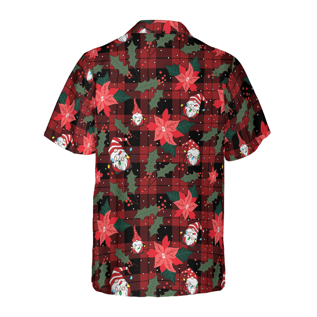 Lune London | Hyperfavor Christmas Hawaiian Shirts, Red plaid gnome short sleeve shirt, Christmas shirt gift idea for men and women