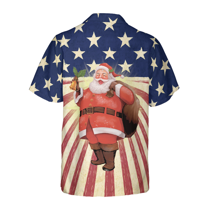Lune London | Hyperfavor Christmas Santa America Hawaiian Shirt, short sleeve Christmas shirts, button-down shirt for men and women