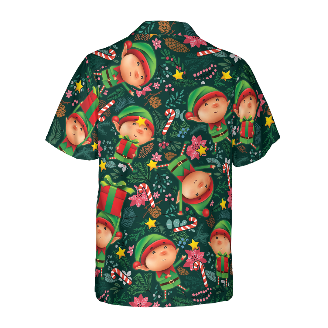 Lune London | Hawaiian shirts Hyperfavor Christmas, The short-sleeve Christmas Elf shirt with dark green pattern, Christmas shirt gift idea for men and women