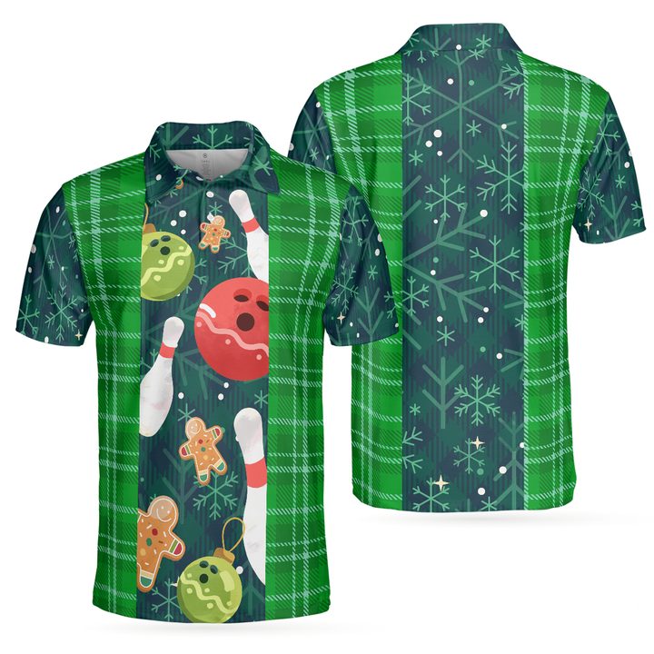 Lune London | Christmas Bowling Shirt with Tartan Flannel Pattern Men's Polo Shirts