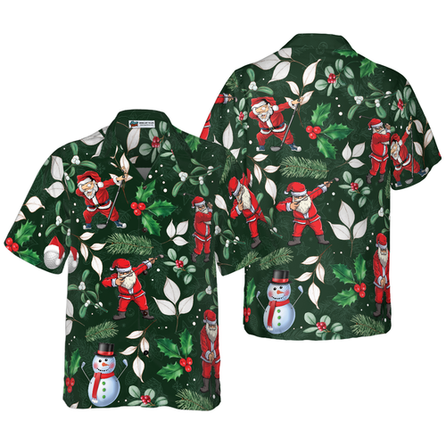 Lune London | Hyperfavor Christmas Hawaiian Shirts, short sleeve shirt with Santa Claus playing golf pattern, Christmas shirt gift idea for men and women