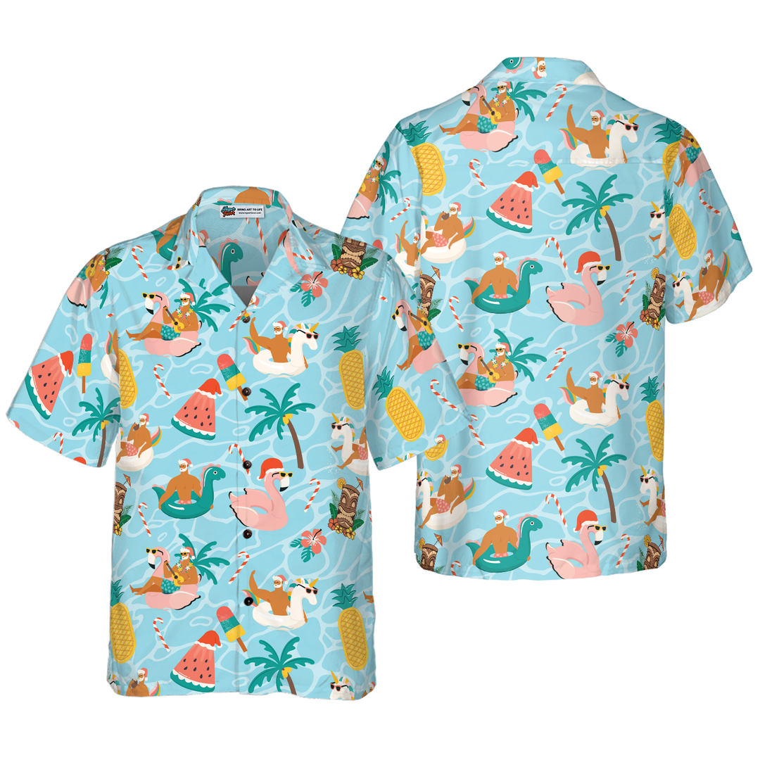 Lune London | Hyperfavor Christmas Hawaiian Shirts, Santa Summer Beach Shirt Short Sleeve, Christmas Gift Shirt Idea for Men and Women
