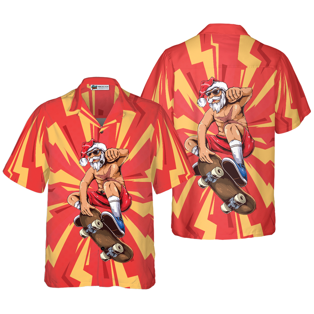Lune London | Hyperfavor Christmas Hawaiian Shirts for Men and Women, Santa Skater Short Sleeve Hawaiian Shirt