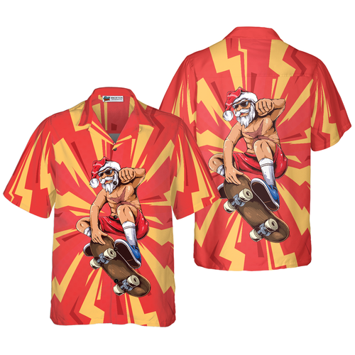 Lune London | Hyperfavor Christmas Hawaiian Shirts for Men and Women, Santa Skater Short Sleeve Hawaiian Shirt