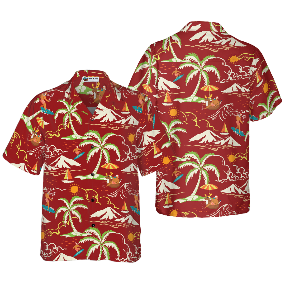 Lune London | Christmas Hawaiian shirts Hyperfavor, Christmas beach T-shirt Santa summer pattern 1 short sleeves, gift idea t-shirt for men and women