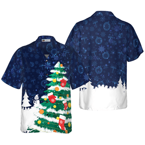Lune London | Hyperfavor Christmas Tree Hawaiian Shirt, short sleeve Christmas shirts, button-up shirt for men and women