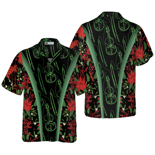 Lune London | Hyperfavor Christmas Hawaiian shirts, short sleeve Christmas violin music pattern shirt, Christmas shirt gift idea for men and women
